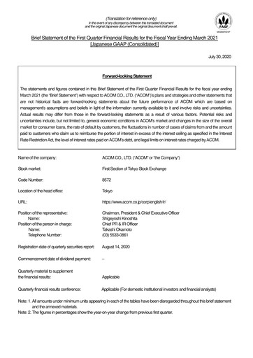 Miniature Acom
 Rapport trimestriel fy2021-q1