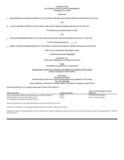 Thumbnail BrainsWay Annual Report 2024