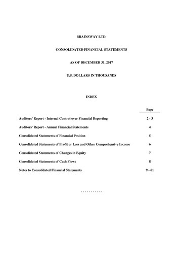 Thumbnail BrainsWay Financial Statement 2017