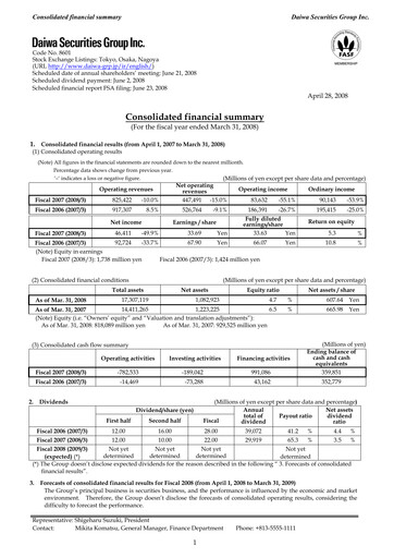 Miniature Daiwa Securities Group

 Bilan financier fy2007