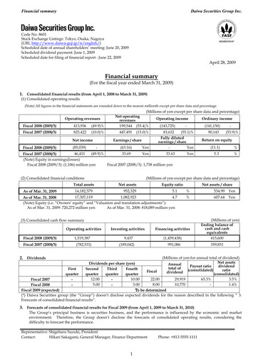 Miniature Daiwa Securities Group

 Bilan financier fy2008