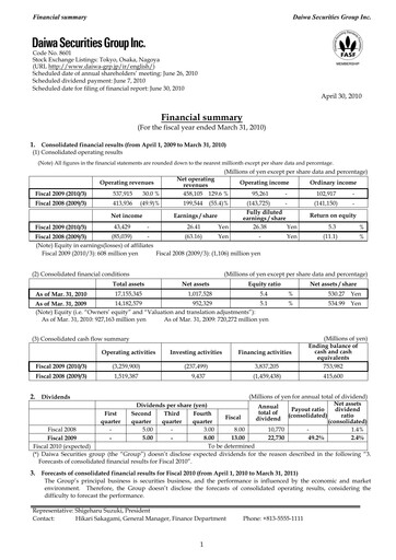 Miniature Daiwa Securities Group

 Bilan financier fy2009