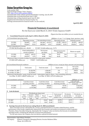 Miniature Daiwa Securities Group

 Bilan financier fy2018