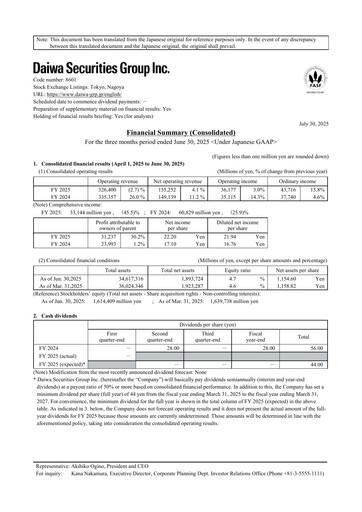 Thumbnail Daiwa Securities Group

 Quarterly Report 2025-q1
