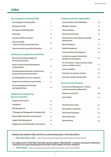 Thumbnail Daiwa Securities Group

 Sustainability Report 2020