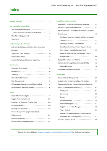 Thumbnail Daiwa Securities Group

 Sustainability Report 2023
