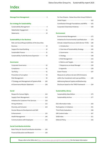 Thumbnail Daiwa Securities Group

 Sustainability Report 2025