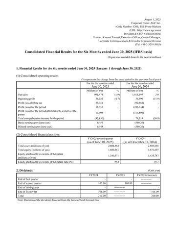 Miniature AGC Rapport semestriel 2025-h1
