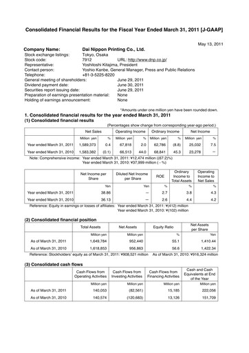 Thumbnail Dai Nippon Printing Financial Statement fy2011