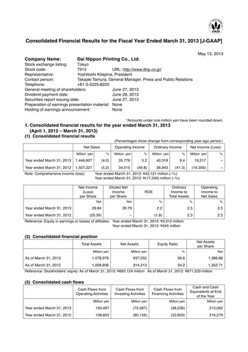 Thumbnail Dai Nippon Printing Financial Statement fy2013