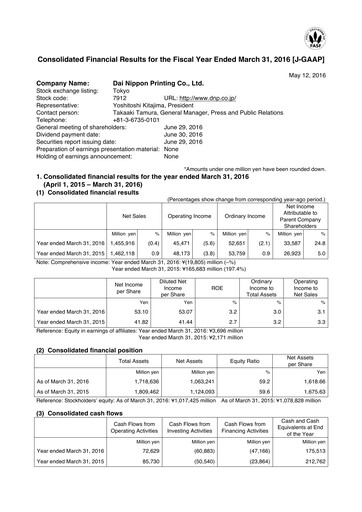 Thumbnail Dai Nippon Printing Financial Statement fy2016