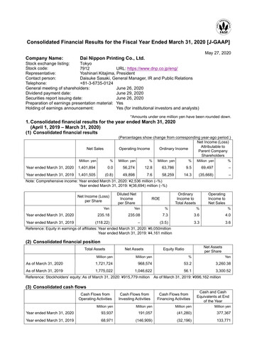 Thumbnail Dai Nippon Printing Financial Statement fy2020