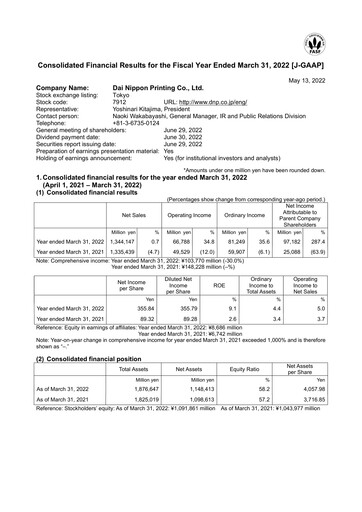 Thumbnail Dai Nippon Printing Financial Statement fy2022