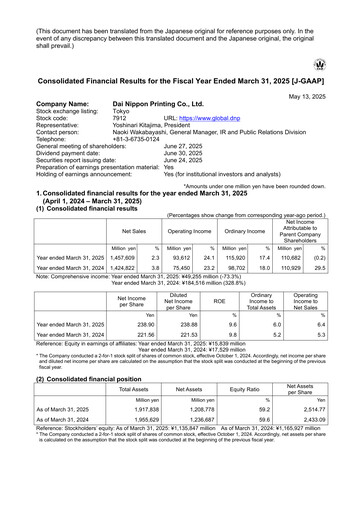 Thumbnail Dai Nippon Printing Financial Statement fy2025