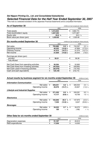 Miniature Dai Nippon Printing Rapport semestriel 2007-h1