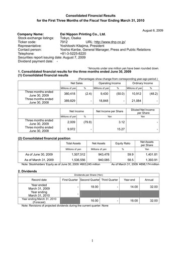 Miniature Dai Nippon Printing Rapport trimestriel 2009-q1