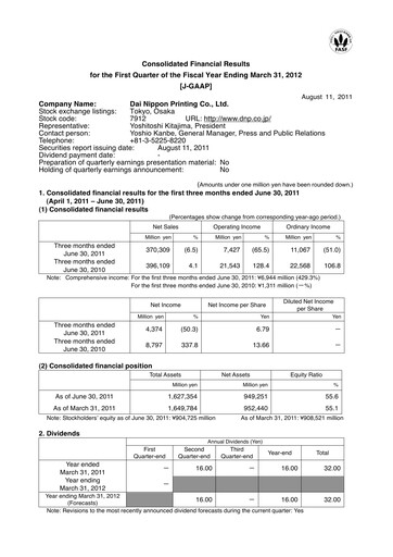 Miniature Dai Nippon Printing Rapport trimestriel 2011-q1