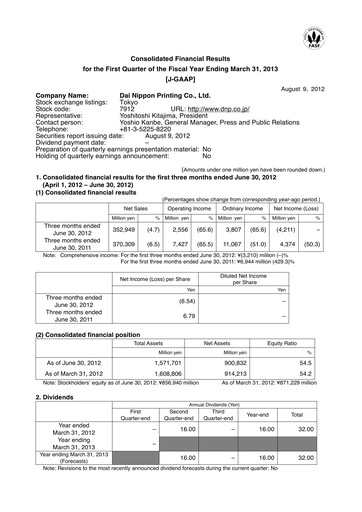 Miniature Dai Nippon Printing Rapport trimestriel 2012-q1