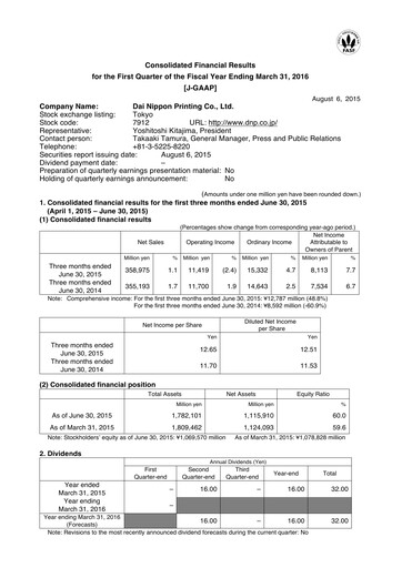 Miniature Dai Nippon Printing Rapport trimestriel 2015-q1