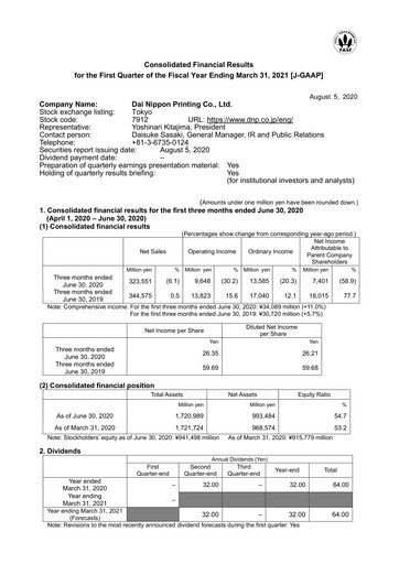 Miniature Dai Nippon Printing Rapport trimestriel 2020-q1