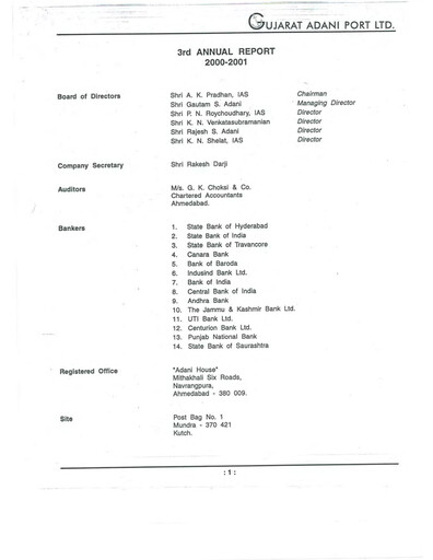 Thumbnail Adani Ports & SEZ Annual Report 2000-2001