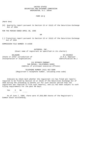 Miniature Autodesk Rapport trimestriel 1996-q1