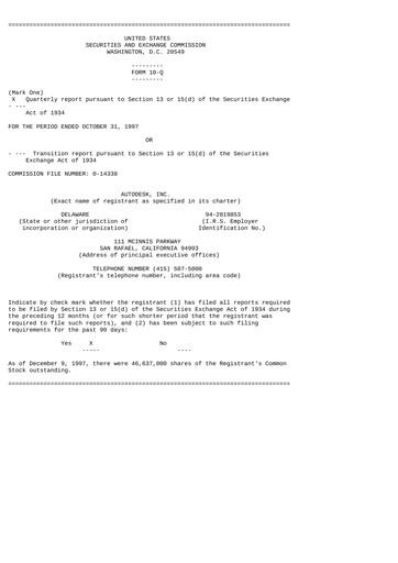 Miniature Autodesk Rapport trimestriel 1998-q3