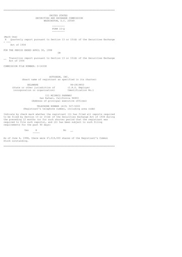 Miniature Autodesk Rapport trimestriel 1999-q1