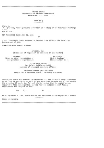 Miniature Autodesk Rapport trimestriel 1999-q2