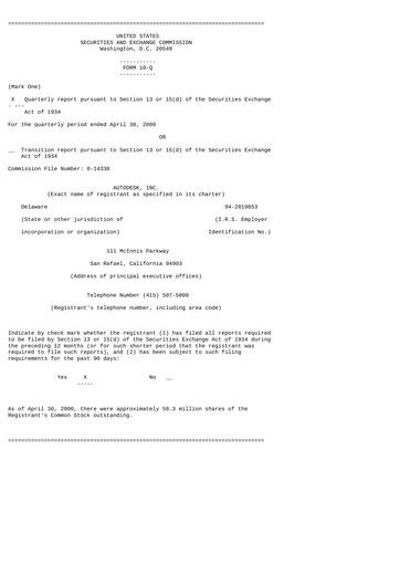 Miniature Autodesk Rapport trimestriel 2001-q1