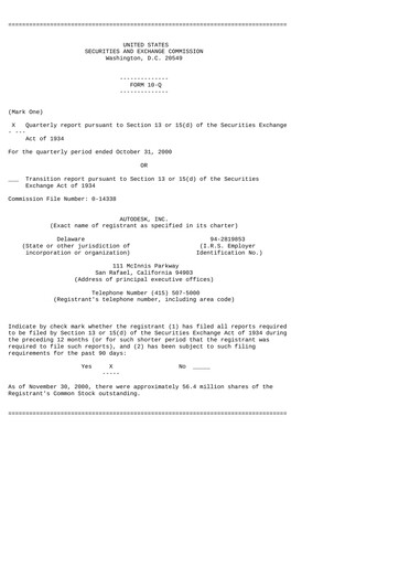Miniature Autodesk Rapport trimestriel 2001-q3