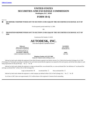 Miniature Autodesk Rapport trimestriel 2007-q2