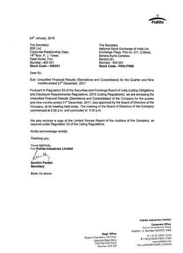 Thumbnail Pidilite Quarterly Report 2017-q3