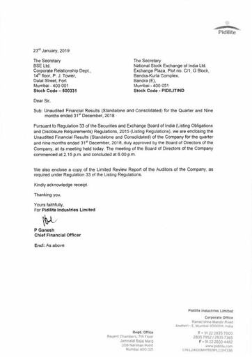Thumbnail Pidilite Quarterly Report 2018-q3