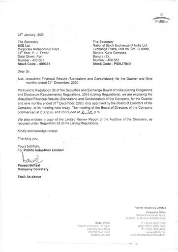 Thumbnail Pidilite Quarterly Report 2020-q3