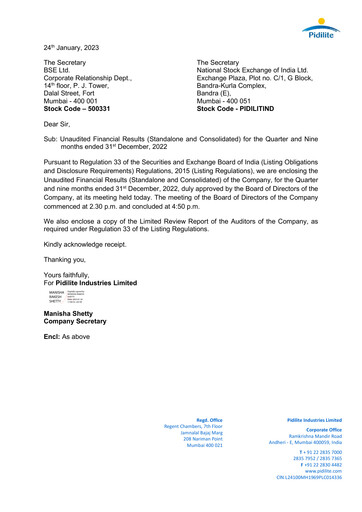 Thumbnail Pidilite Quarterly Report 2022-q3