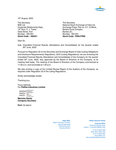 Thumbnail Pidilite Quarterly Report 2023-q1