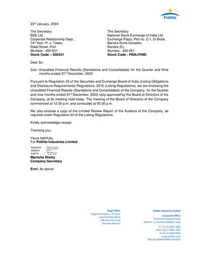 Thumbnail Pidilite Quarterly Report 2023-q3