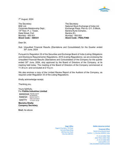 Thumbnail Pidilite Quarterly Report 2024-q1