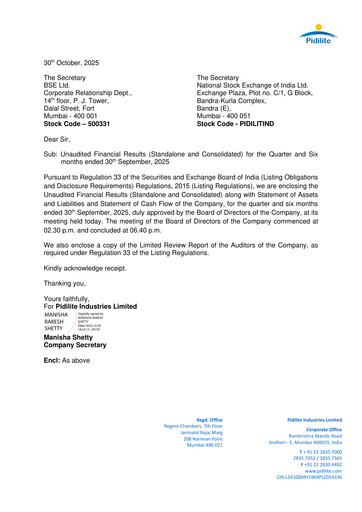 Thumbnail Pidilite Quarterly Report 2025-q2