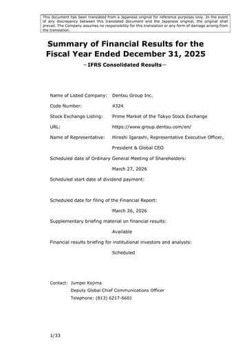 Thumbnail Dentsu Financial Statement 2025