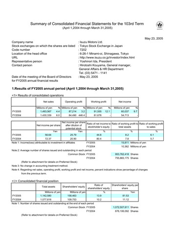 Thumbnail Isuzu Financial Statement fy2005