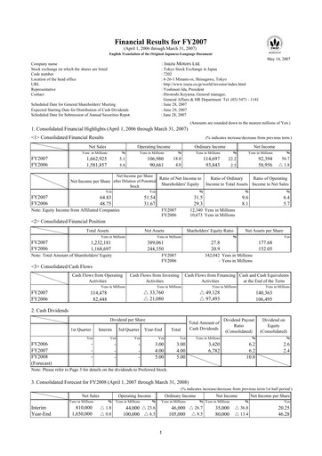Thumbnail Isuzu Financial Statement fy2007