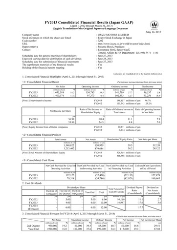 Thumbnail Isuzu Financial Statement fy2013