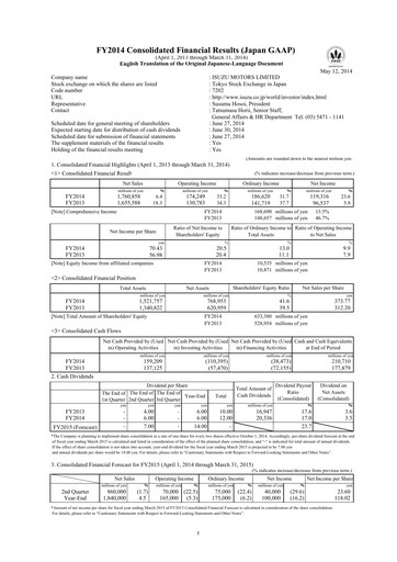 Thumbnail Isuzu Financial Statement fy2014