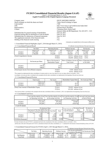 Thumbnail Isuzu Financial Statement fy2015
