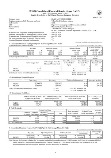 Thumbnail Isuzu Financial Statement fy2021