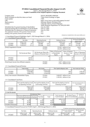 Thumbnail Isuzu Financial Statement fy2024