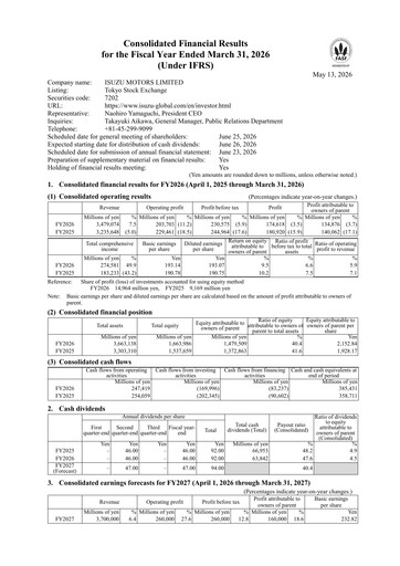 Thumbnail Isuzu Financial Statement fy2026