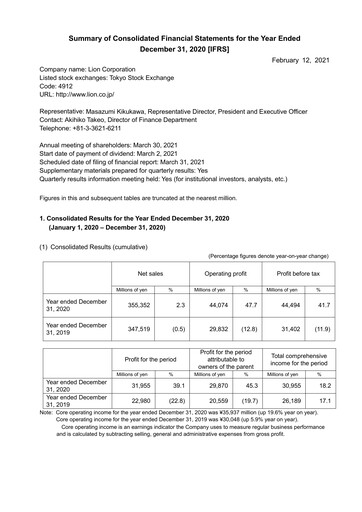 Thumbnail Lion Corp Financial Statement 2020